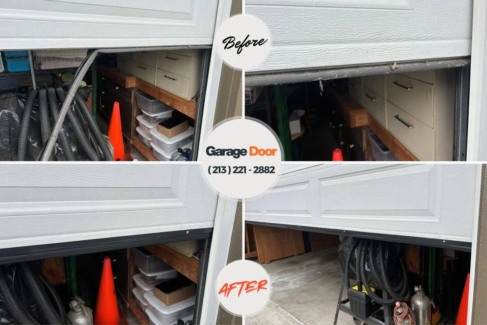Before and after: garage door repair Yorktown, TX